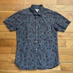 Kardo Handmade Floral Short Sleeve Button Up Shirt Small